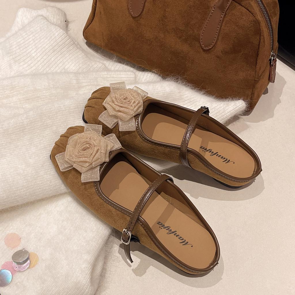 2025 Spring New Retro Gentle Fairy Style Fashion Single Shoes Chinese Elegant Flowers Shallow Mouth Mary Jane Shoes Woman