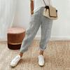 Women Casual  Stripe Print  Up Trendy Pants Baggy Elastic Waist Straight Leg Comfort Trousers With Pocket