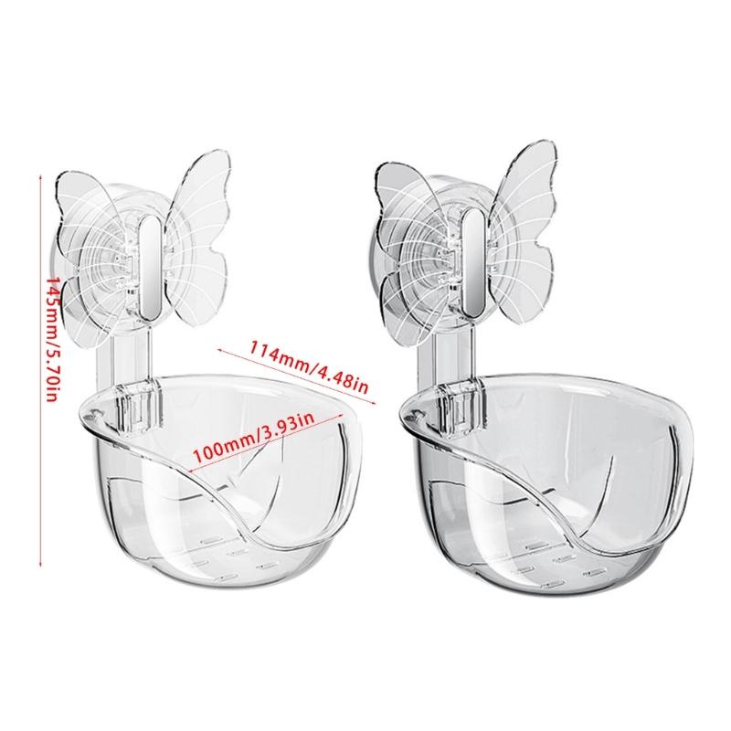 Clear Shower Basket Suction Cup Butterfly Wall Mount Storage Box Rack Bathroom Shower Shelves Strong Suction Organizers
