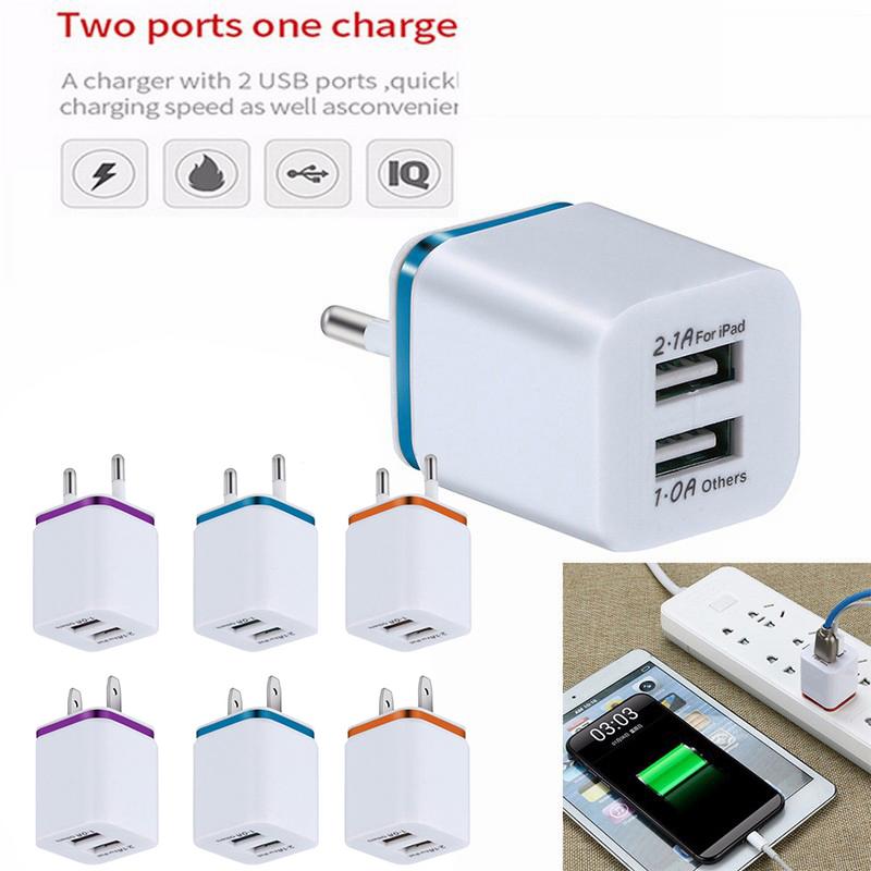 Double Phone Charger USB Wall Charger With Smart Charging Dual Charger Block Cell Phone Wall Chargers Portable & Safe For Phone