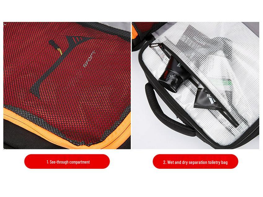 Расширяемый рюкзак для трансграничных путешествий большой вместимости, с разделением на мокрое/сухое и многофункциональным дизайном для бизнеса, школы и путешествий.