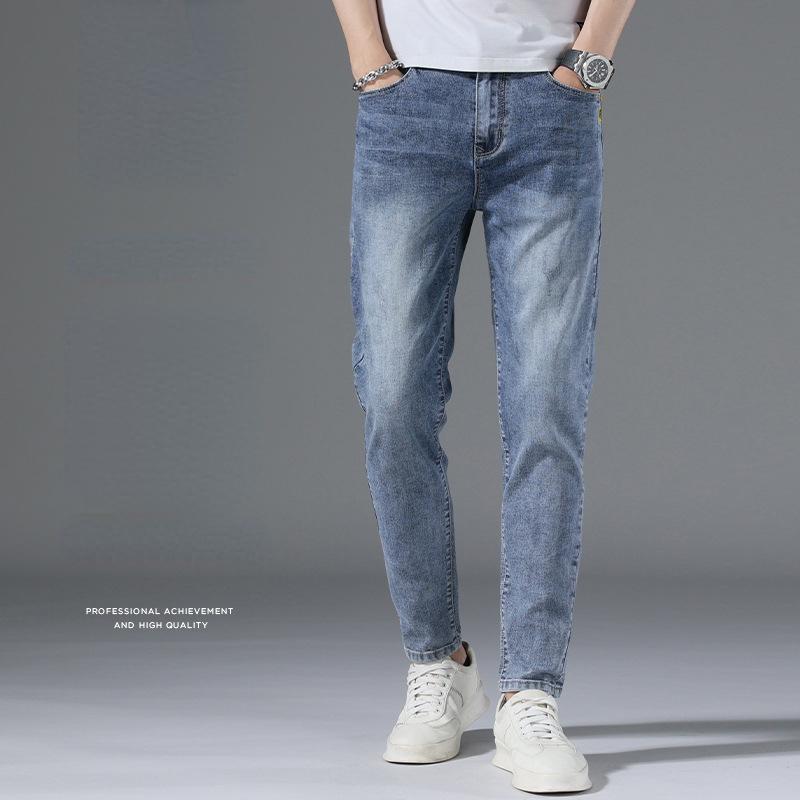 Осенние джинсы мужские тонкие маленькие ноги тренд эластичные мужские повседневные длинные брюки New Tide