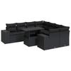 vidaXL 9 piece Garden Sofa Set with Cushions Black Poly Rattan