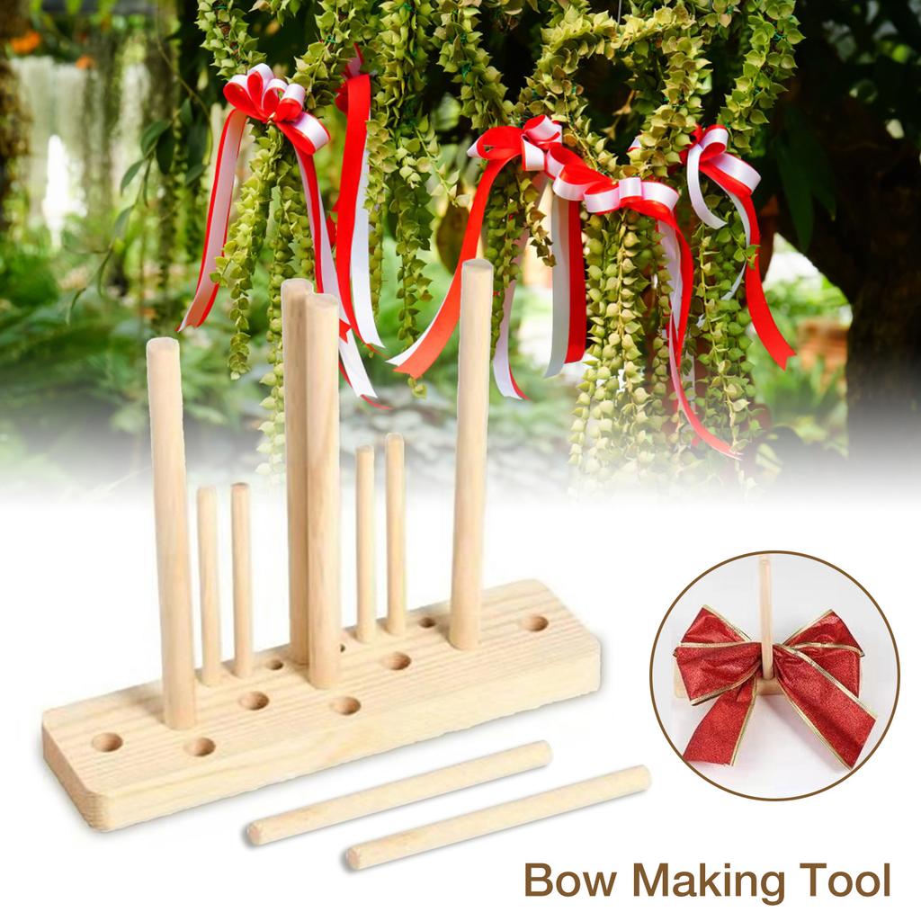 Double Sides Bow Maker 5-in-1 Ribbon Wreath Bow Knot Maker with 8 Stickers DIY Decor Tools for Christmas Festival Party