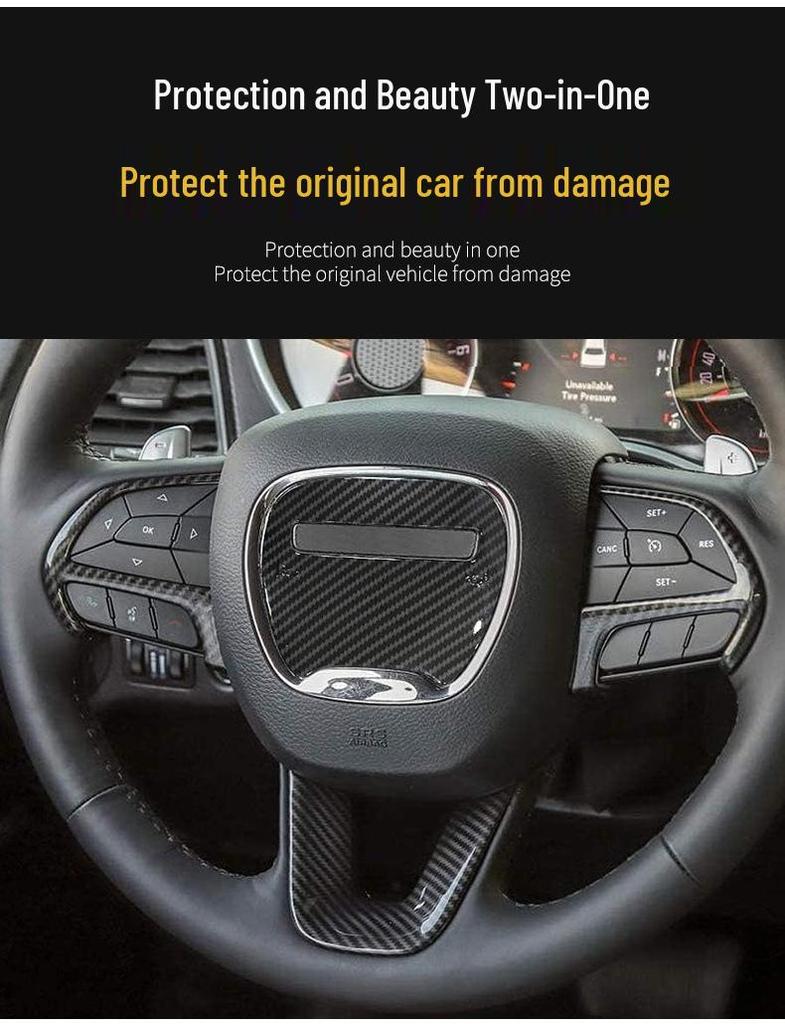 Наклейка из углеродного волокна на руль для интерьера Dodge Challenger 2015-2021