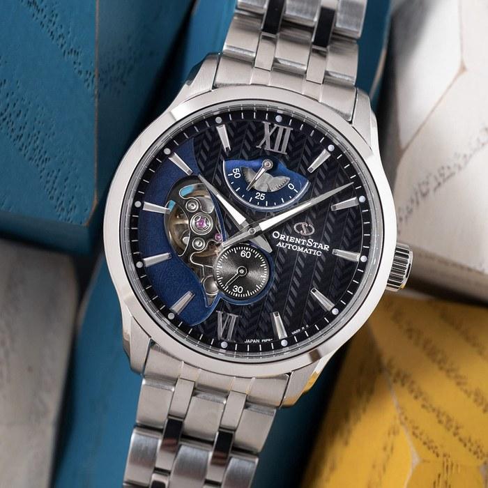 [Orient Star] Automatic Watch Layered Skeleton Mechanical Japan-Made 2-Year Warranty Open Heart RK-AV0B03B Men's Black