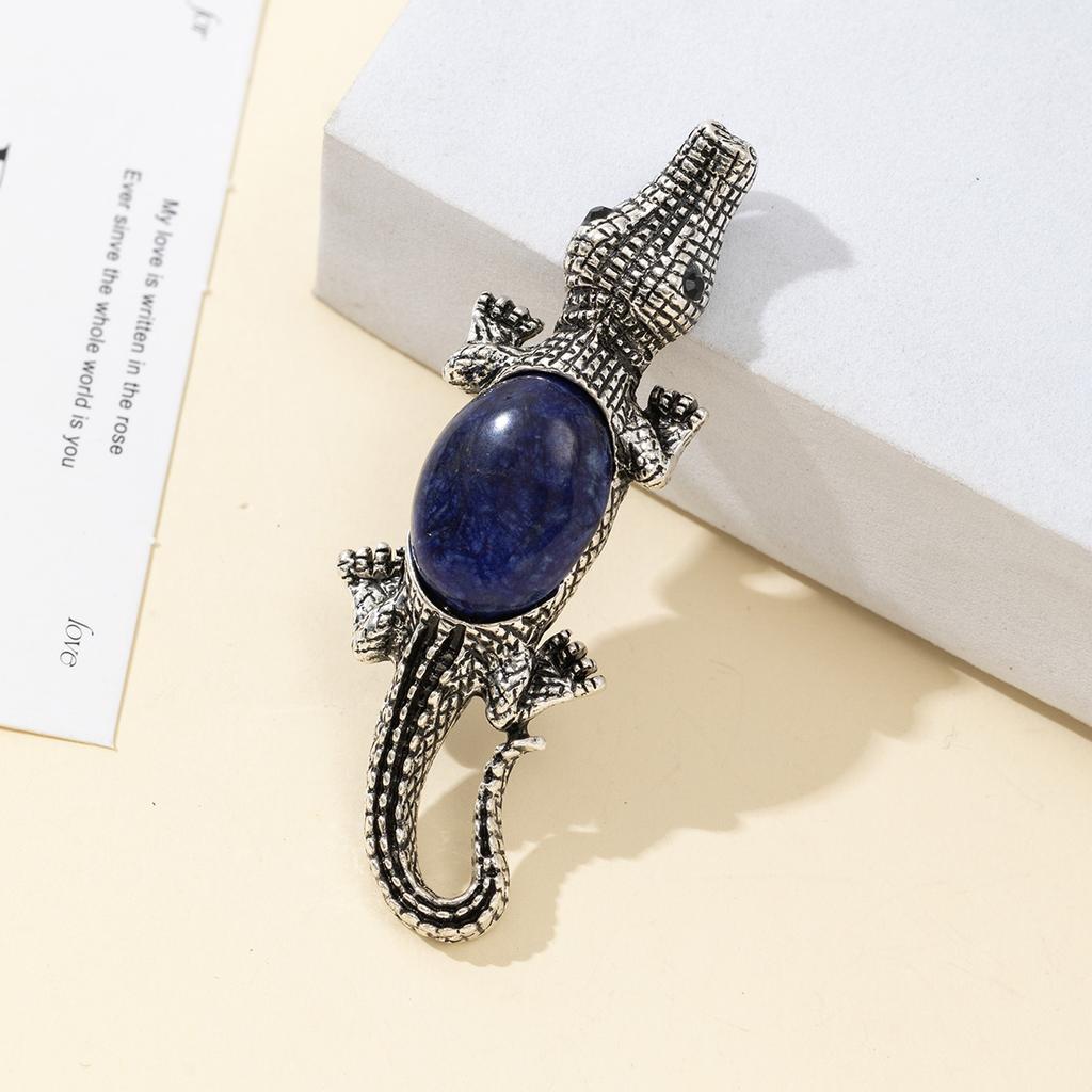 Брошь из натурального камня в форме ракушки, брошь в форме крокодила для элегантного официального пальто, ювелирный аксессуар 68x22 мм