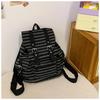 High Quality Korean Style Retro Backpacks Drawstring Design Flat Stripe Bookbags Large Capacity Soft Tote Bags Unisex