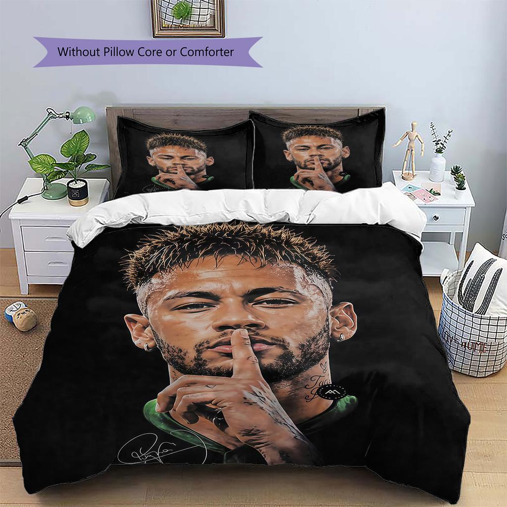 Neymar Pattern Bedding,Quilt Set Quilt Cover Pillowcase Home Birthday Gift(1 * duvet cover + 2 * pillowcase, without core)