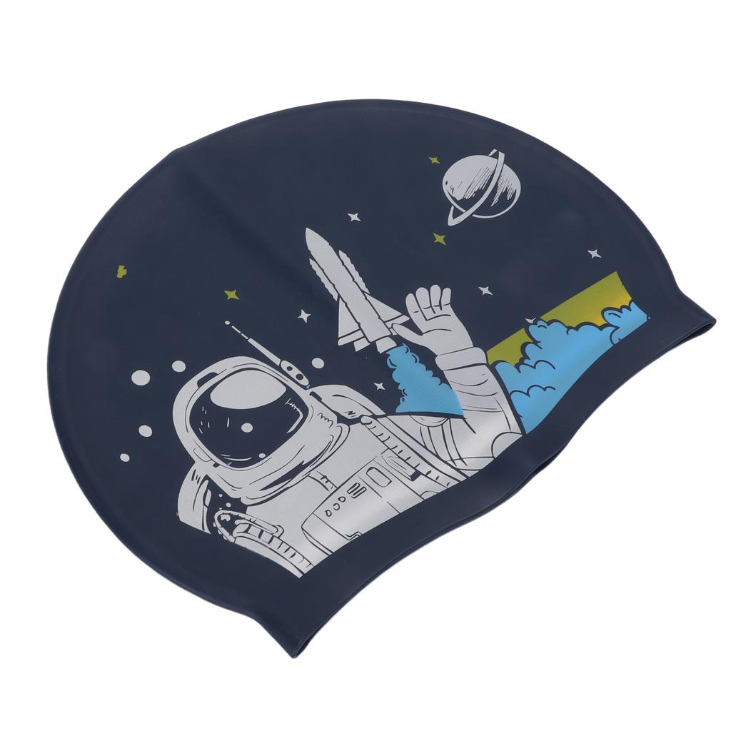 Шапочка для плавания Силиконовая Водонепроницаемая Повязка на голову с защитой ушей для взрослых с длинными волосами Водные виды спорта Печать Космонавт