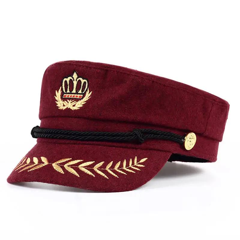 Винтажная теплая шапка Мужские Женские Осенние Зимние Плоские Военные береты Капитанские Регулируемые Матросские Кепки Кепки ВМС Головные уборы