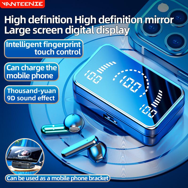 S20 Mirror Bluetooth 5.2 Беспроводные наушники HiFi 3D Стерео Спортивные водонепроницаемые наушники с микрофоном Светодиодная гарнитура с сенсорным управлением