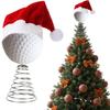 Rugby Christmas Tree Topper with Santa Hat Spring Base Bouncing Sports Ornament Fun Desk Decor for Holiday Parties Valentine's Day Gifts