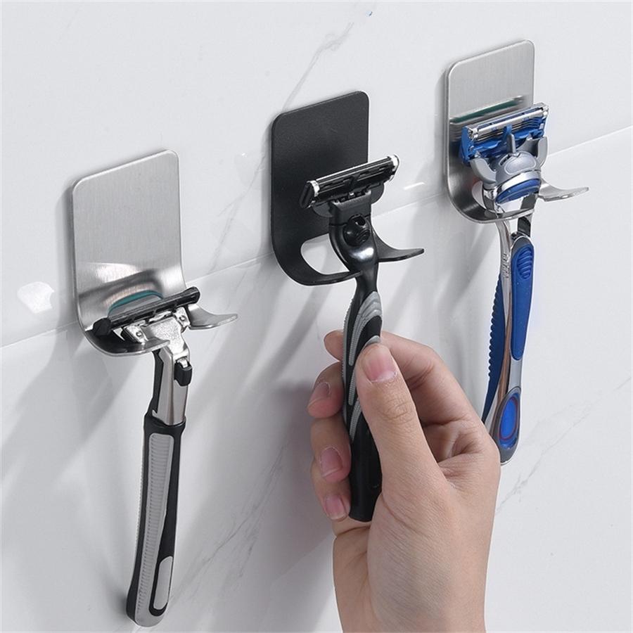 Razor Holder Storage Hook Stainless Steel Wall Men Shaving Shaver Shelf Punch Free Razor Rack Bathroom Accessories Organization