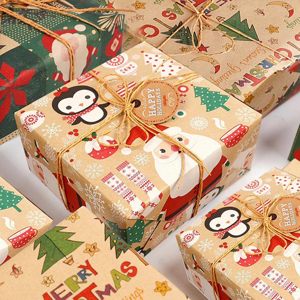 1roll Gift Wrapping Paper ChristmasTree Santa ClausWrapping Paper Birthday Gift Wrapping Paper Christmas Wrapping Paper Handmade