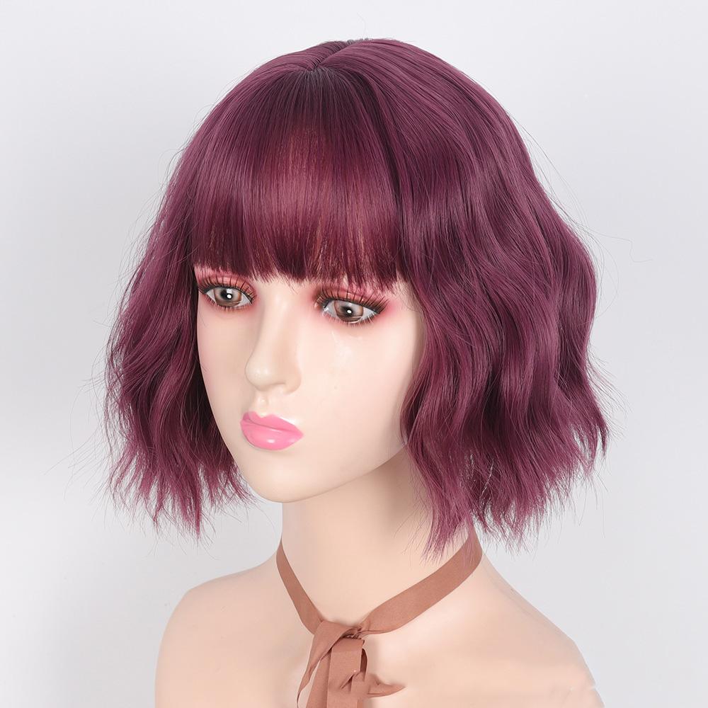 Короткие волнистые парики для чернокожих женщин, афроамериканские синтетические рыжие парики с челкой, термостойкий парик для косплея