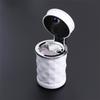 Portable Mini White Car Ashtray Cigarette Cylinder Holder With Blue LED Light