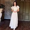 2024 Summer Women's Pure Desire Lace Patchwork Sexy Round Neck Waist-Hugging Long Dress