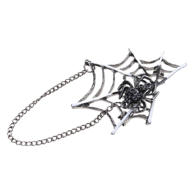 Значок на лацкан в виде паутины с цепочкой для куртки, шляпы, сумки, панк-брошь в виде паутины, значок на Хэллоуин = Украшения для мужчин и женщин