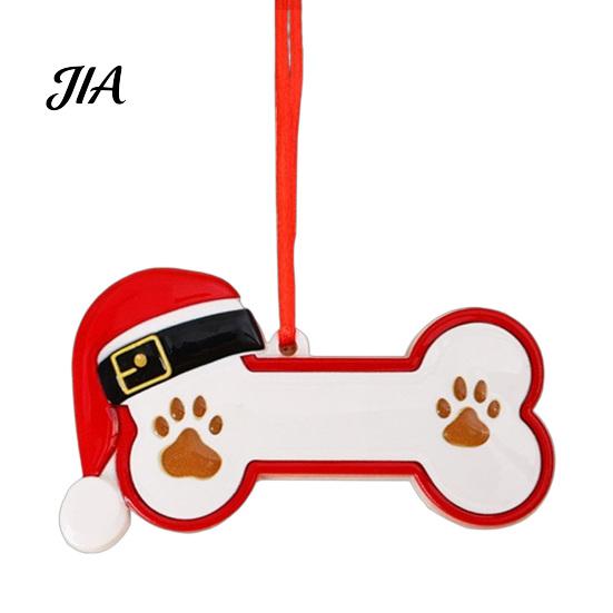Durable Resin Holiday Ornament Christmas Ornament, Cute Cat Paw/Bone Shaped Xmas Tree Hanging Decoration Red Riding Hood Decor with Santa Hat