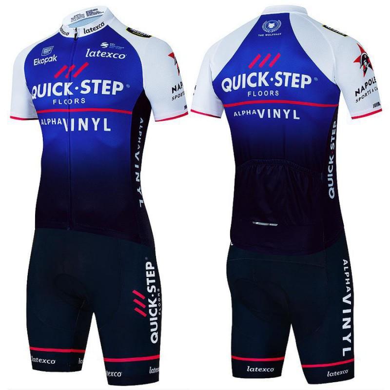 Quick Step Team Cycling Jersey Bib Shorts Set Men Women Breathable Ride Wear