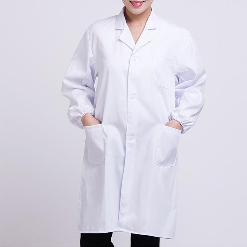 Men/Women Lab Coat Long Sleeve Work Clothing Hospital Uniform Doctor White Coat Medical Nurse Child