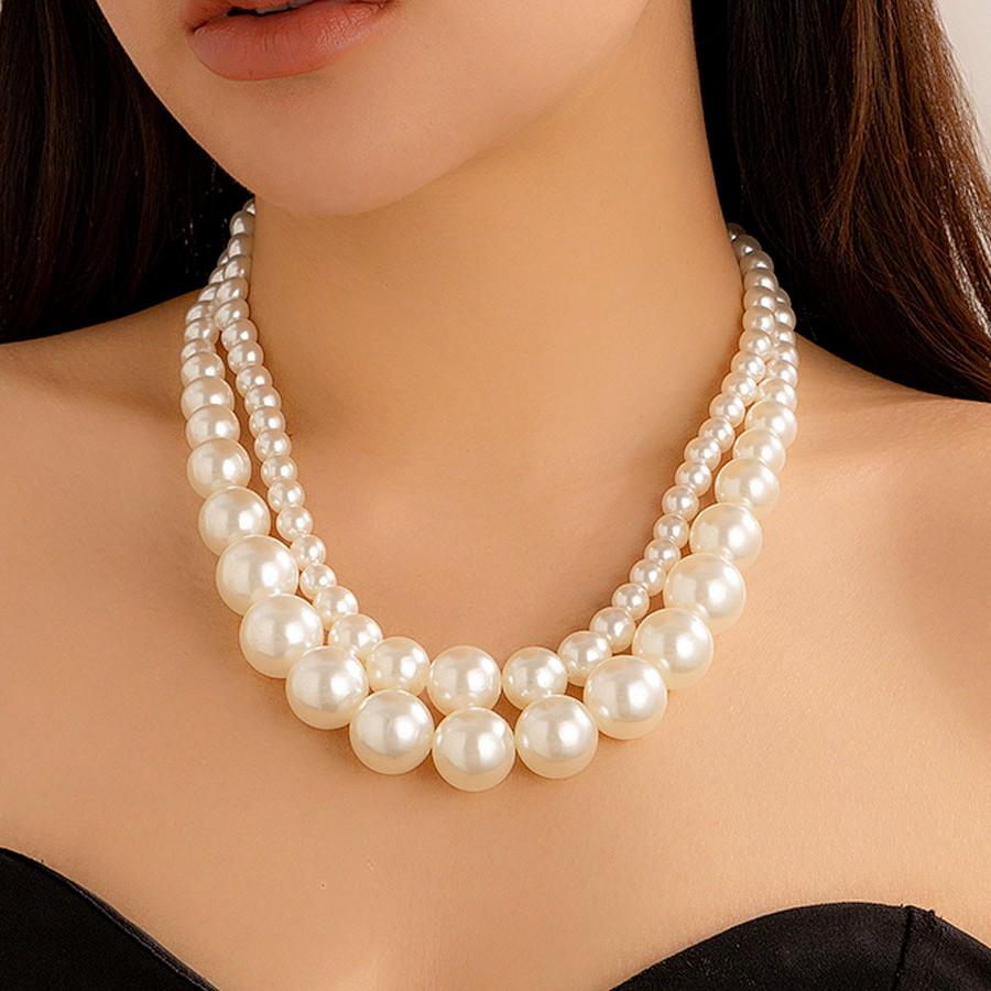 Европейско-американская мода: Ретро Ожерелье с Крупным Жемчугом для Женщин - Элегантный Аксессуар для Вечерней Вечеринки