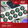 Car Sticker 2025 New 10Pcs Car Logo Car Center ConsoleTrumpet Decoration Sticker For Skoda Octavia Fabia Superb Roomster Kodiaq