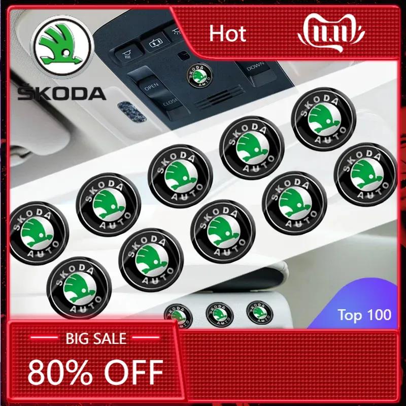 Car Sticker 2025 New 10Pcs Car Logo Car Center ConsoleTrumpet Decoration Sticker For Skoda Octavia Fabia Superb Roomster Kodiaq