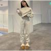 Autumn and Winter New Casual Sports Women's Suit Fashion Solid Color Simple Warm Pants Hoodie Female 2 Piece Set