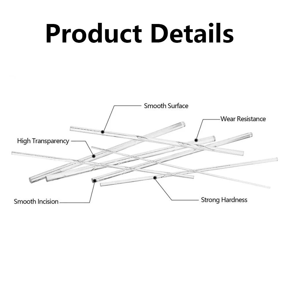 1-5pcs Clear Acrylic Round Rods, Transparents Acrylic Bars for DIY Building Models, Crafting & Material Projects
