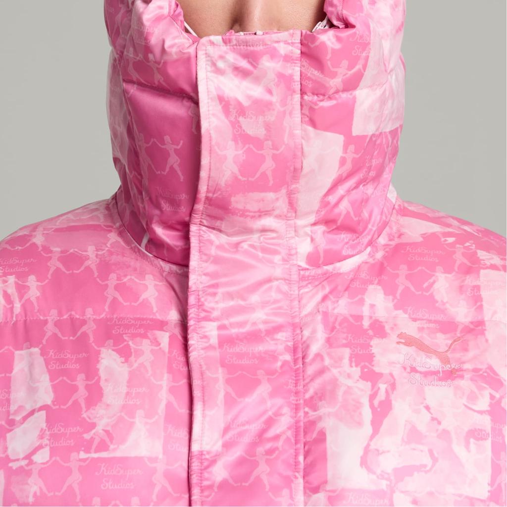 Puma Kid Super Studios FW24 MMQ AOP Zipper Hooded Versatile Warm Down Jacket Men Outerwear Pink 626704-71