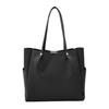 1329 A4 Size Horizontal Work Pretty Faux Leather Tote Bag LT MED ROOWORK [Rootote] (01 Black)
