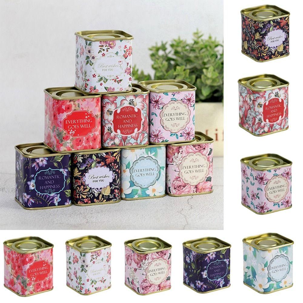 Квадратная жестяная коробка для чая, маленькая металлическая банка для чая, винтажный чай