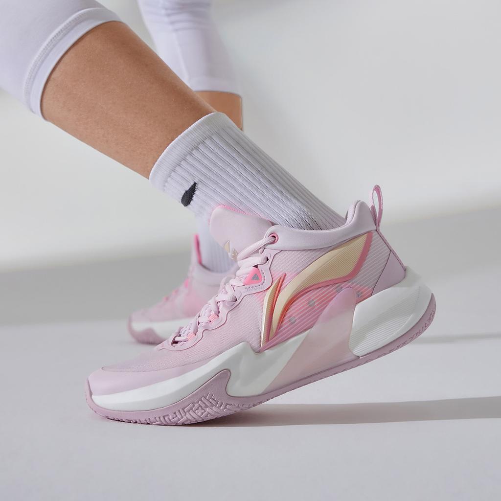 Li-Ning Lightweight Synthetic Leather Shock Absorbing Non-Slip Durable Low-Top Basketball Shoes Men Sneakers Pink ABAS041-2