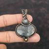 Черный кулон с солнечным камнем, кулон в медной проволоке, кулон с радужным лунным камнем, драгоценный камень, медный ювелирный подарок для него, кулон ручной работы в упаковке