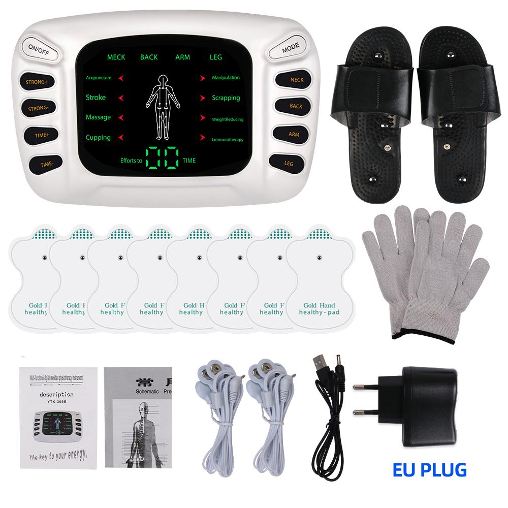 EMS Machine Electric Physiotherapy Tens Body Electrical 8 Pads Muscle Stimulator Pulse Acupuncture Back Neck Slipper Massage