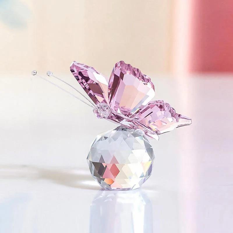 Three-dimensional Butterfly Crystal Ornament, Wedding Decoration, Handmade Glass Craft, Tabletop Decoration, Souvenir Gift
