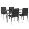 VidaXL Garden Dining Set 5 Pcs Black Textilene and Steel 3187035