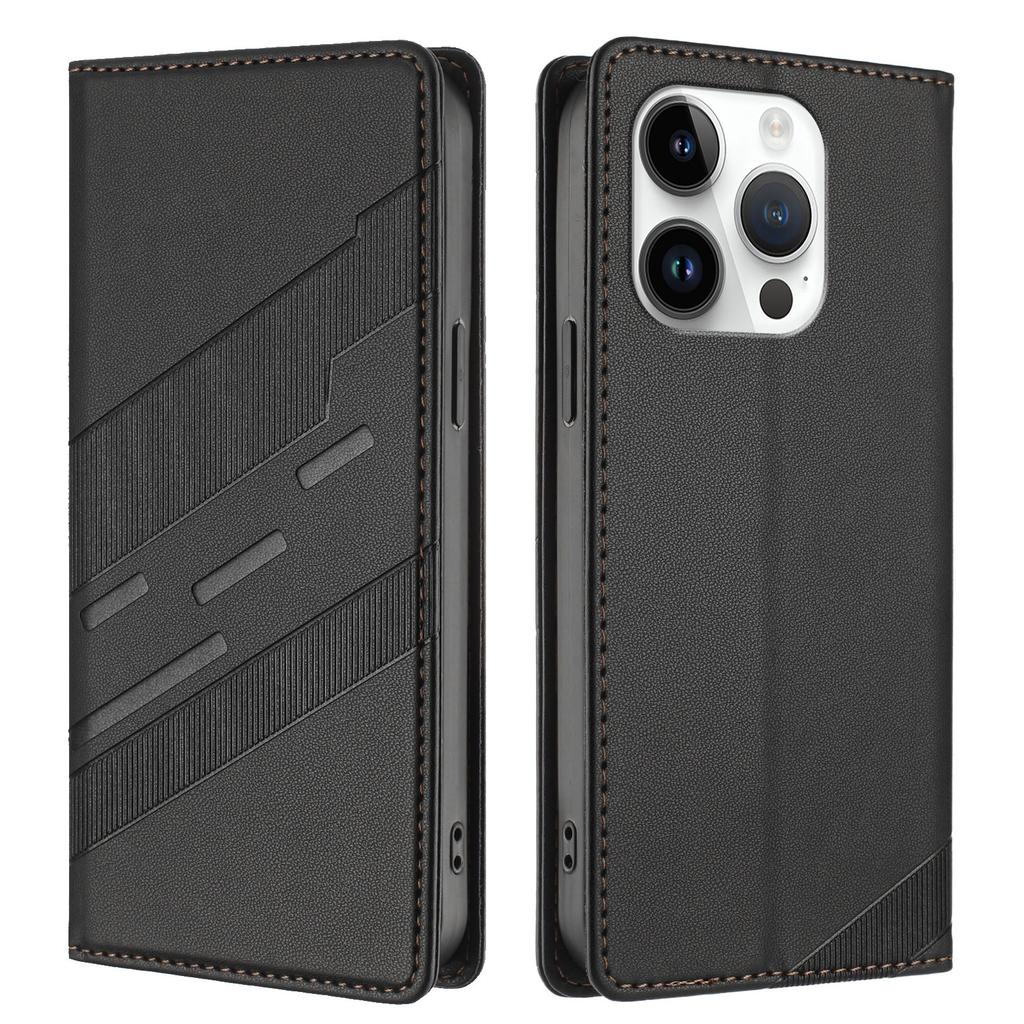 For iPhone 14 Pro Phone Cases Punk Style Imprinted Wallet Stand Leather Cover