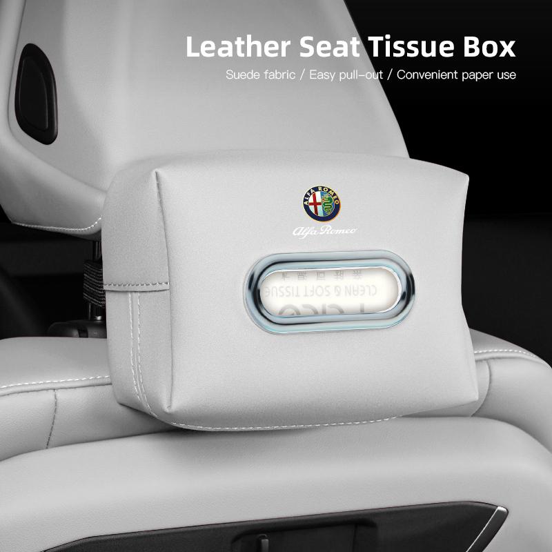 RYXA9 Car Tissue Box Holder For Alfa Romeo 4C 159 166  Giulia Giulietta 156 147 Leather Car Armrest Napkin Case Sun Visor Backseat Bag