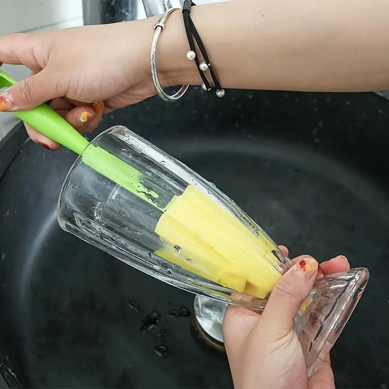 1 шт. Щетка-тюльпан с отсоединяемой губкой - Длинная ручка, средство для мытья бутылок и стаканов, прочный пластик, идеально подходит для использования на кухне