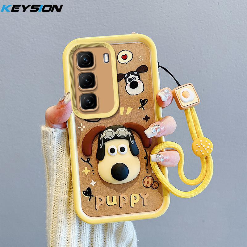 KEYSION Противоударный чехол для Infinix Hot 50 4G 5G со шнурком, силиконовый милый 3D чехол для телефона с мультяшной куклой для Infinix Hot 50 Pro 4G