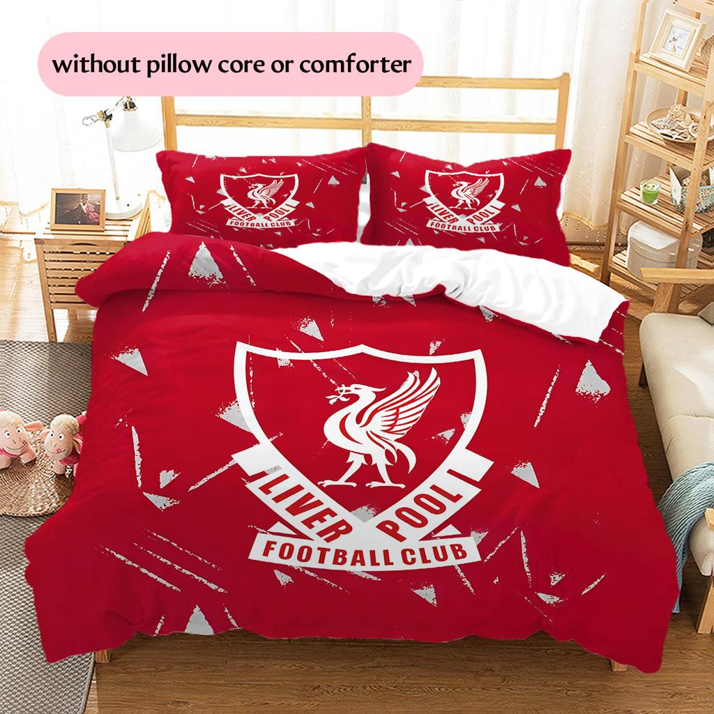 Liverpool Football Club Pattern Bedding Quilt Set Home Decoration Gift (1 * duvet cover + 2 * pillowcase without core).xwn