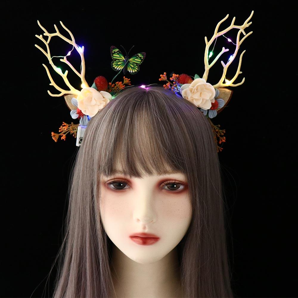 Plastic LED Glow Headband LED Lights Luminous Deer Horn Hair Band Flashing Headband  Children Toys