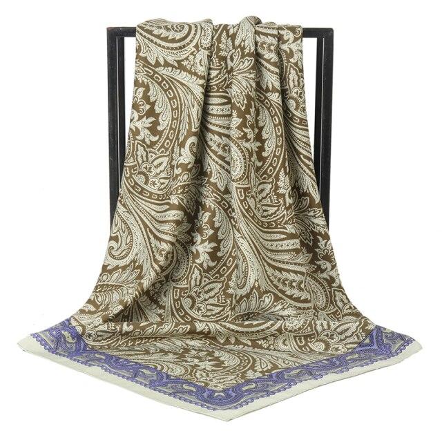 2021 Design Brand Women Square Silk Scarf Chain Print Head Scarfs Female Satin Hijab Scarves Shawl Wrap Lady Headband Foulard