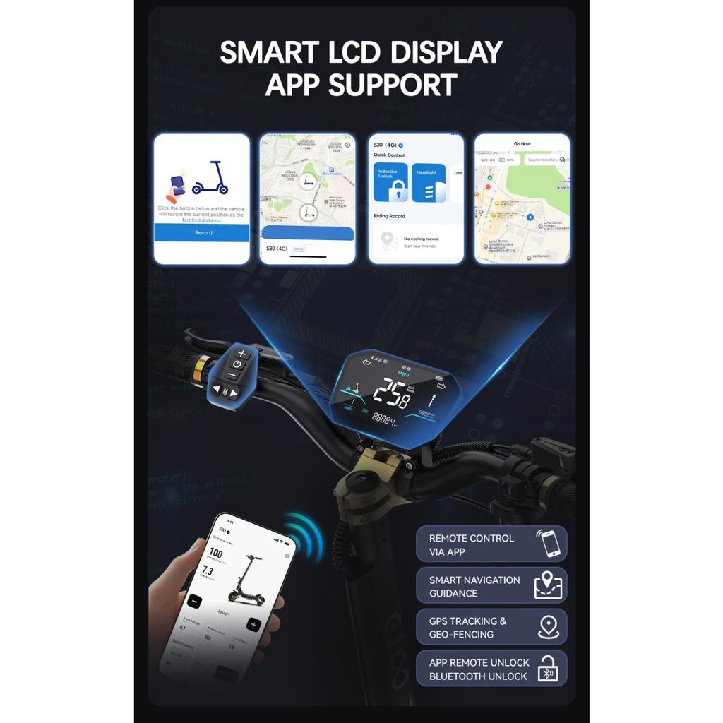 2025 Склад ЕС OOTD S30 Двухмоторная Подвеска Быстрое Складывание Складной Электрический Самокат Электрический Скейтборд