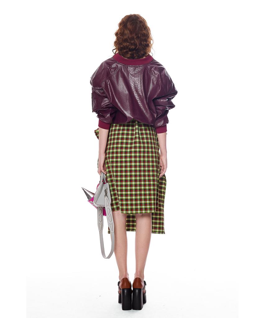 GREEDILOUS Check Pattern Folded Skirt
