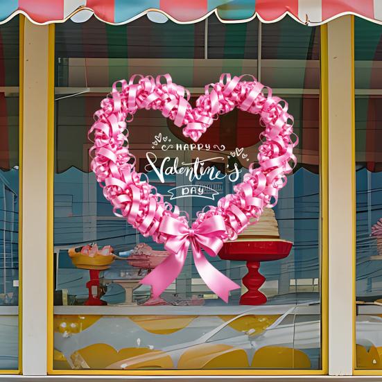 День Святого Валентина Наклейка на окно ПВХ Сердце Роза Форма Письма Любви Венок Съемная Водонепроницаемая Статическая Наклейка на Стекло