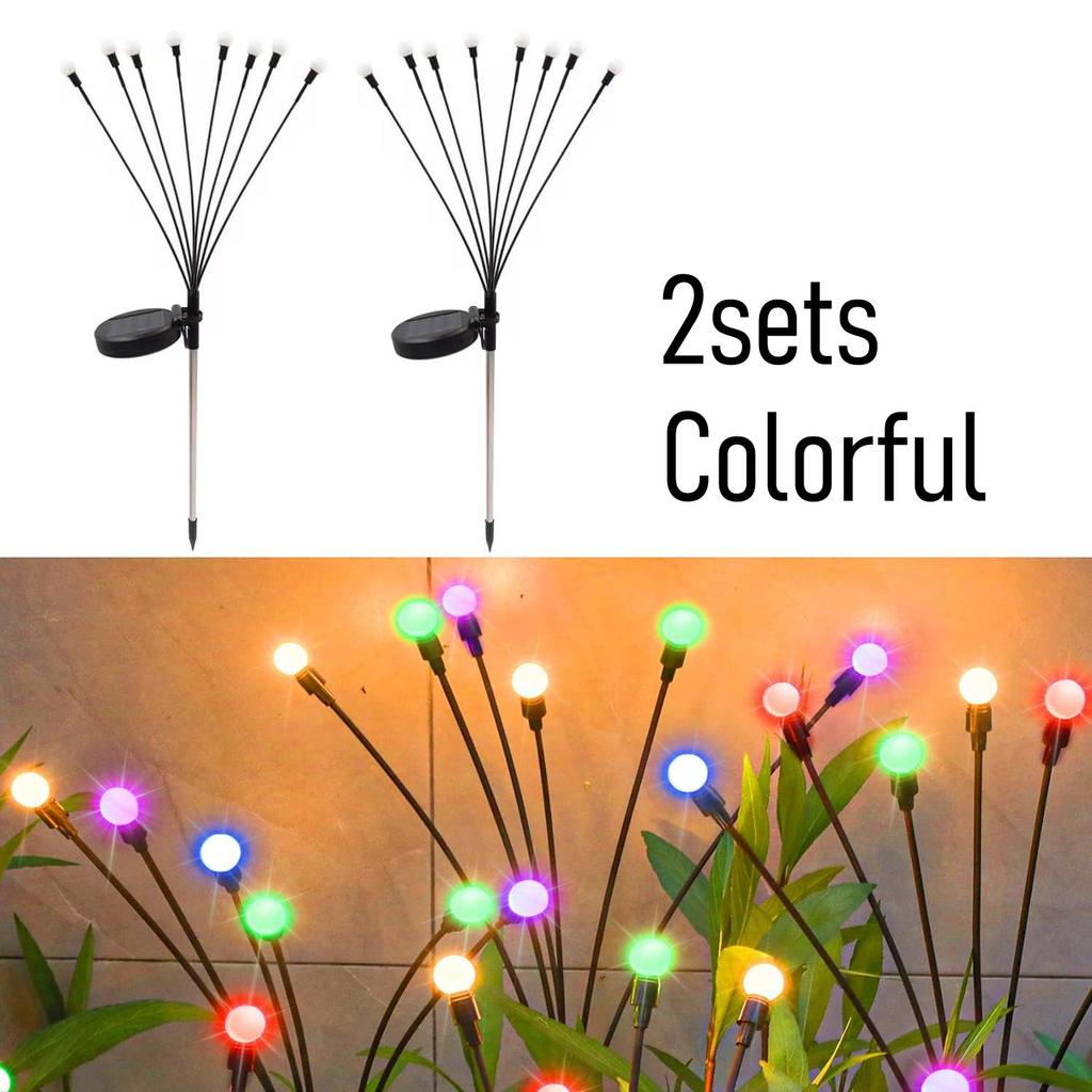 2 упаковки солнечных рождественских гирлянд для сада, 8 светодиодных светлячков, газонное освещение теплого белого цвета RGB для украшения двора, патио, дорожки